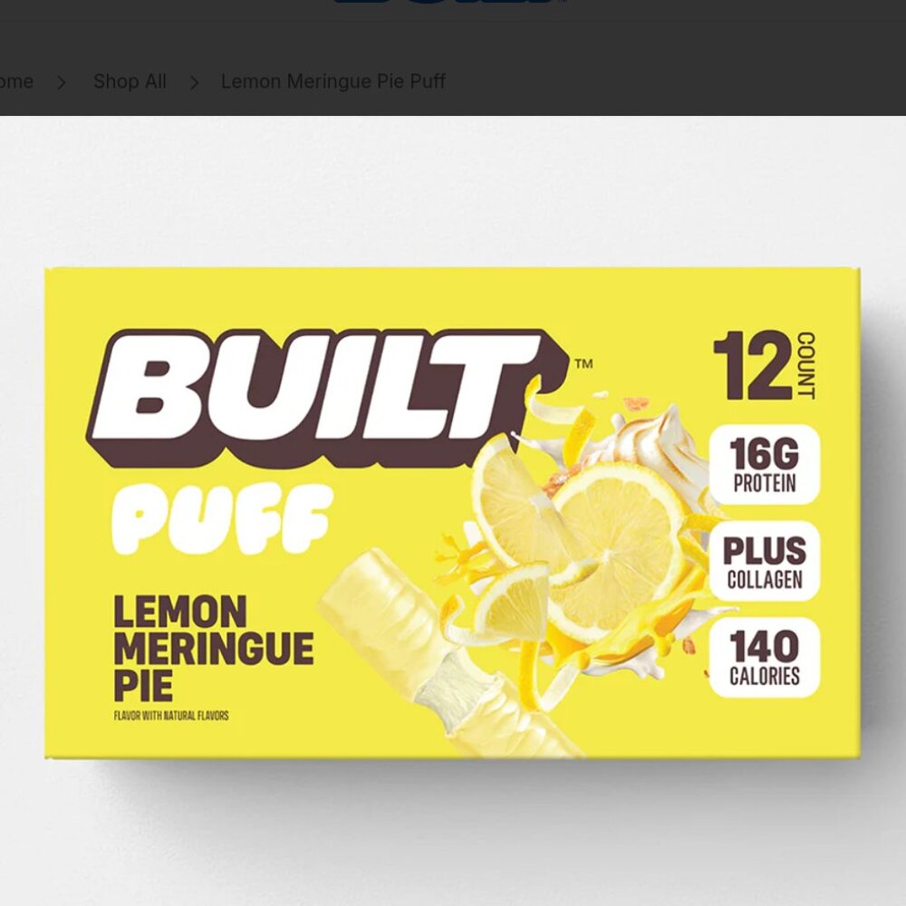 BUILT Puffs protein bars Lemon Meringue - New box of 12 bars
